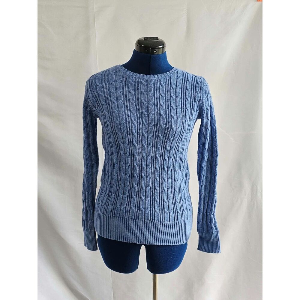 Vintage St. John’s Bay Blue Cable Knit Sweater XS Coastal Grandma